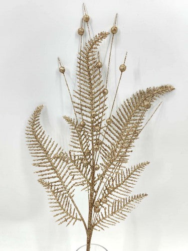 Artificial Fern Spray (Champagne Glittered)