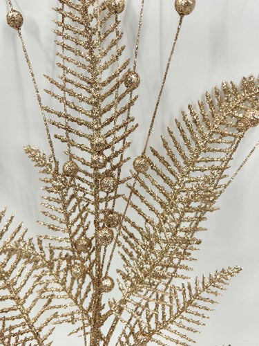 Artificial Fern Spray (Champagne Glittered)