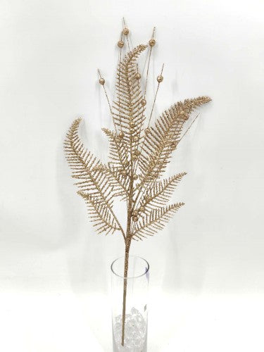 Artificial Fern Spray (Champagne Glittered)
