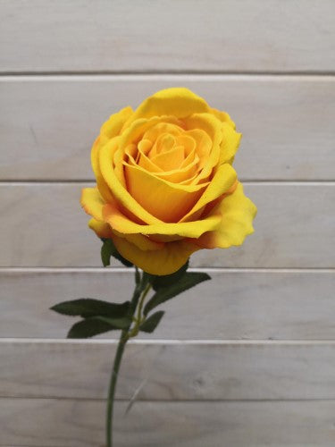 Artificial Velvet Rose Bud Stem - Large (Gold Yellow)