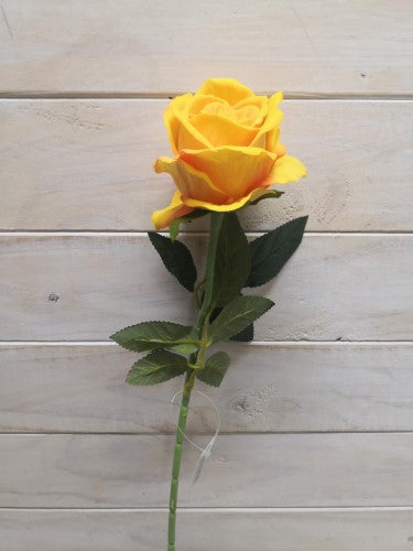 Artificial Velvet Rose Bud Stem - Large (Gold Yellow)