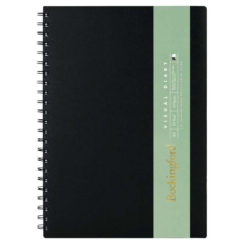 Bockingford A4 Diary with alternating white and black pages, 60 leaves of premium 120gsm cartridge paper.