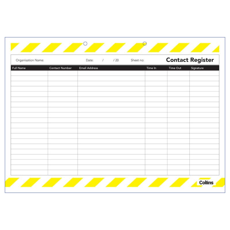 Collins Contact Tracing Register Pad 245 X 297Mm 50Lf
