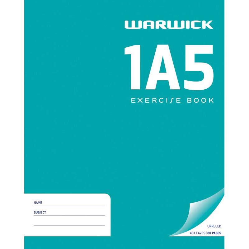 Warwick Exercise Book 1A5 with 40 unruled leaves, 255x205mm, ideal for versatile note-taking and creativity.
