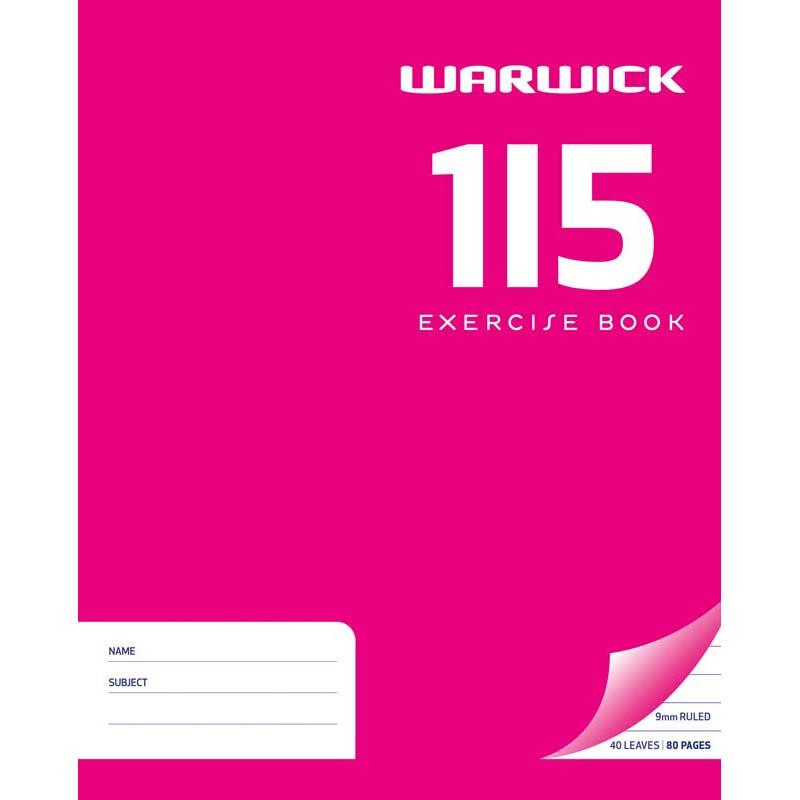 Warwick Exercise Book 1I5, 40-leaf ruled notebook in vibrant pink, perfect for organized note-taking at school or work.