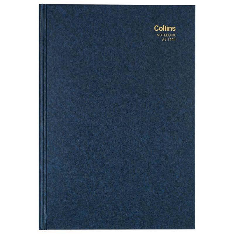Collins A5 notebook with 144 durable leaves, 7mm ruling, ideal for notes, sketches, and organization on the go.