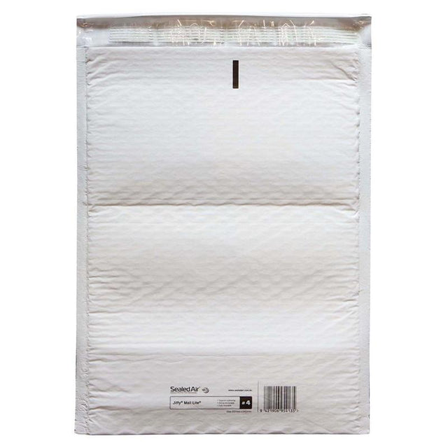 Jiffy Mail Lite Bag Size 4, 232x340mm, eco-friendly bubble bag for secure mailing of fragile items.