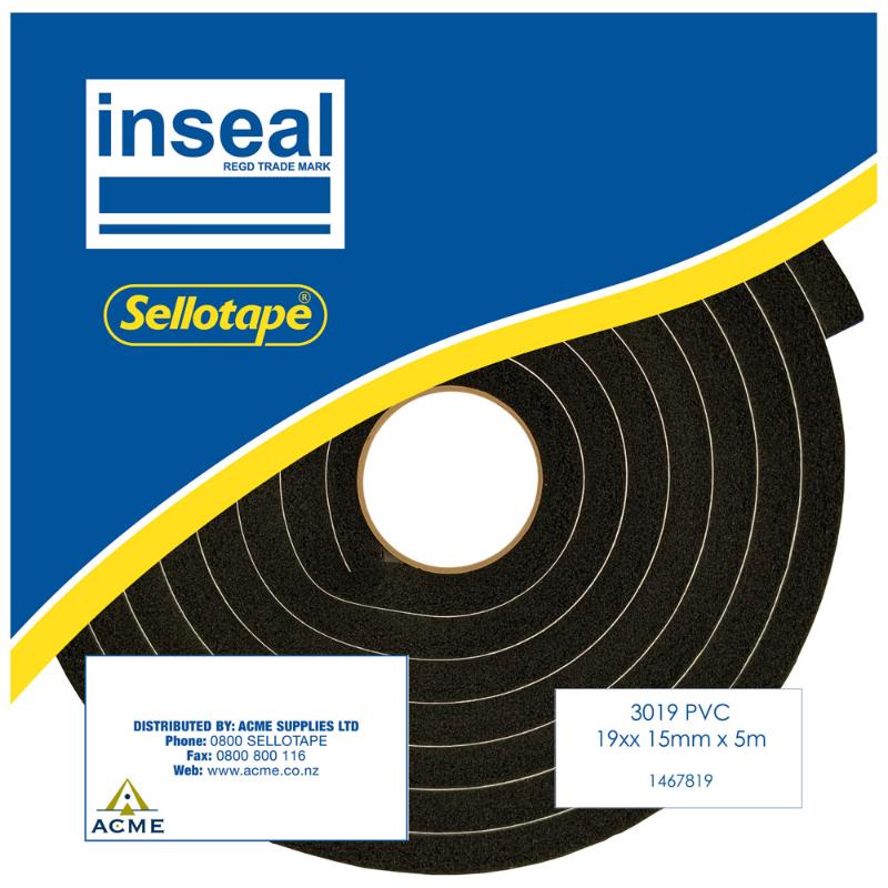 Inseal 3109 PKD sealing tape, 19mm thick and 15mm wide, designed for energy efficiency in doors and windows, 5m roll.