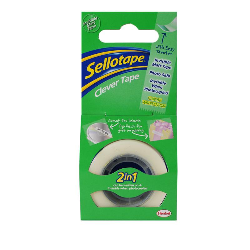 Ultra-clear 18mmx25m Sellotape for seamless adhesion, ideal for crafts, repairs, and gift wrapping with scissor-free tearing.
