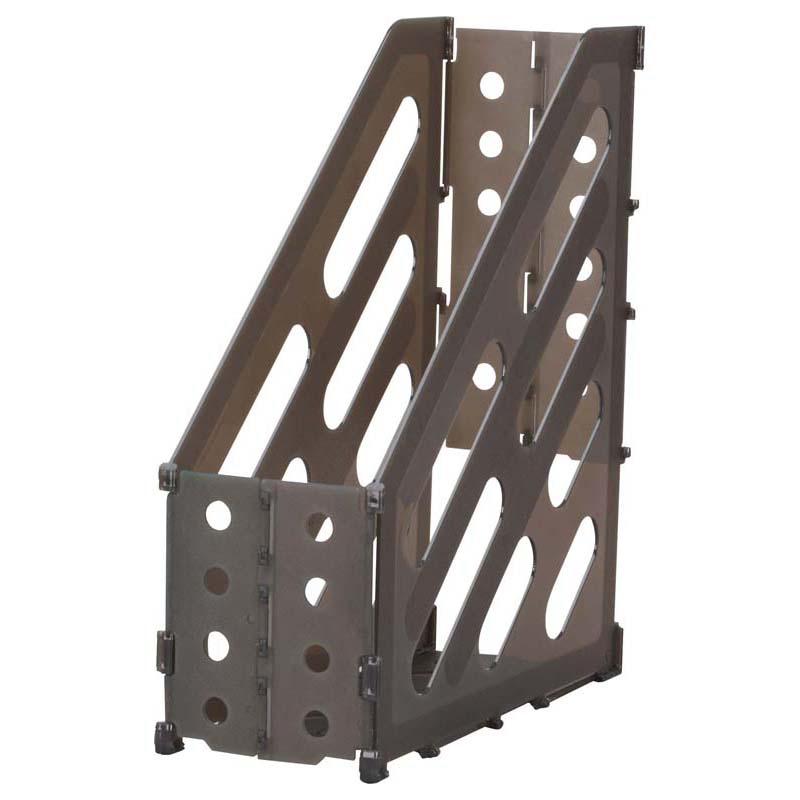 FM Magazine File Collapsible Single in grey, stylishly organizes magazines and documents, space-saving design perfect for any desk.