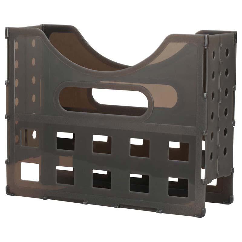 Grey collapsible file box for A4 documents, with adjustable storage and modern design for effective organization.