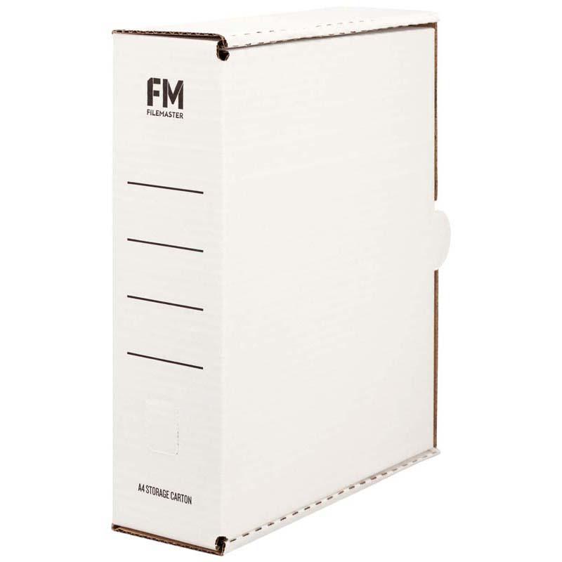 White FM Storage Carton for A4 documents, 333x255x90mm, durable cardboard, easy labeling, and transport, 900 per pallet.