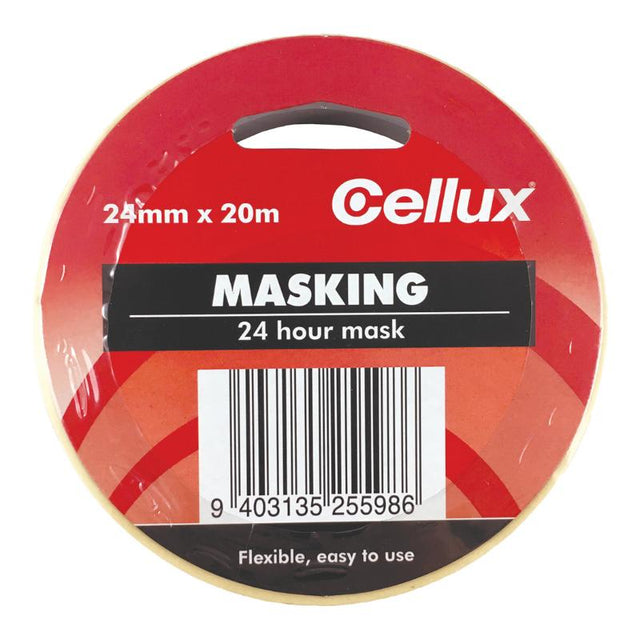 Cellux Masking Tape 24mm x 20m for precise painting and crafting, ensuring clean lines and residue-free removal.