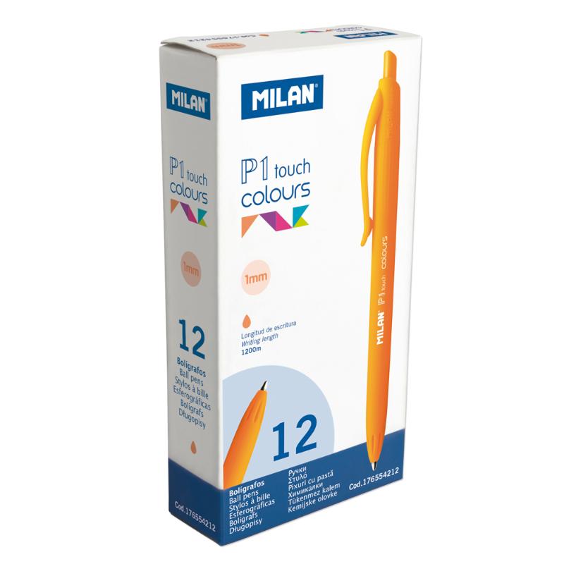 Vibrant orange Milan P1 Touch Colours ballpoint pen, 1 mm tip for smooth writing, stylish and functional for all uses.