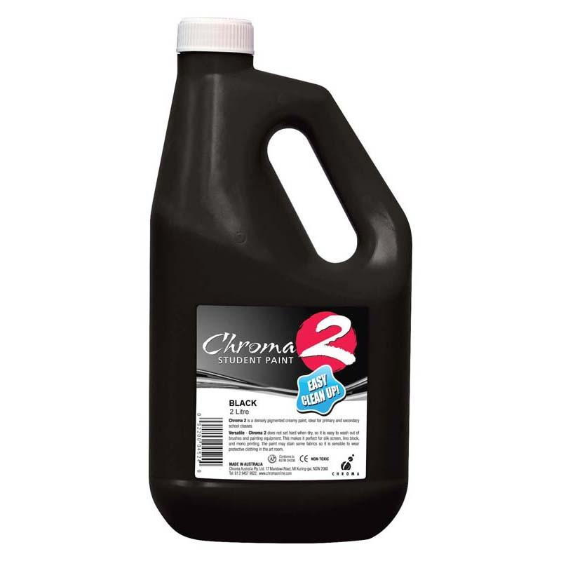 Chroma C2 2L Black Paint: non-toxic, water-based, perfect for versatile art and DIY projects with exceptional coverage.