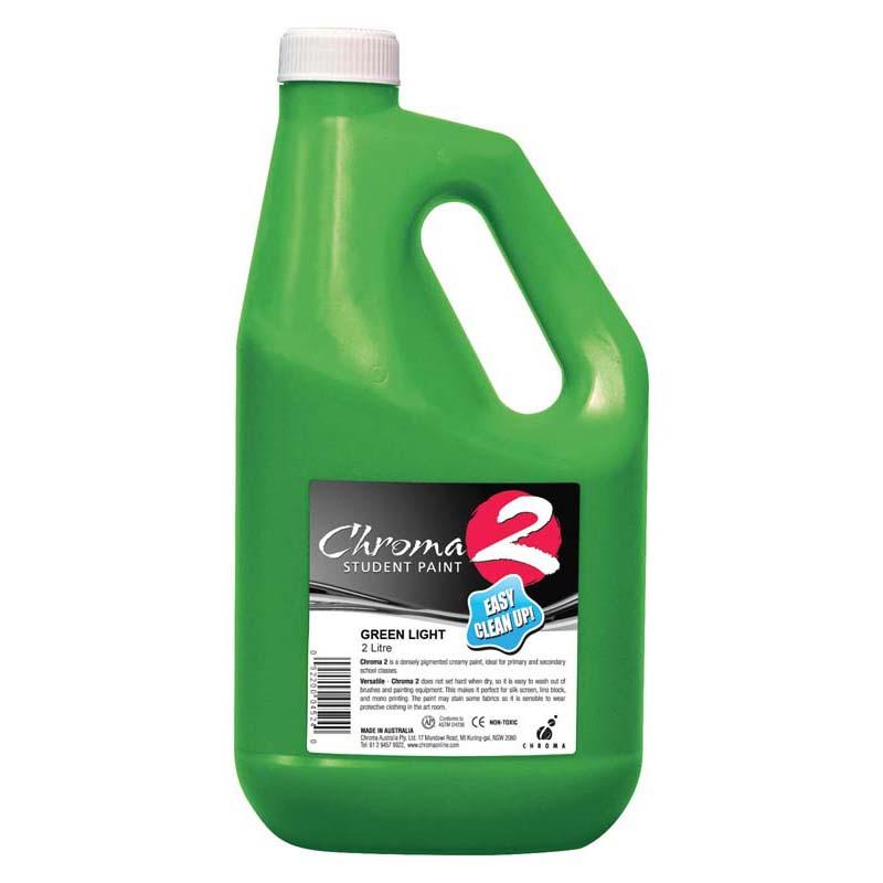 Chroma C2 Paint 2 Litre in vibrant Green Light, eco-friendly, non-toxic, perfect for artists and DIY projects.