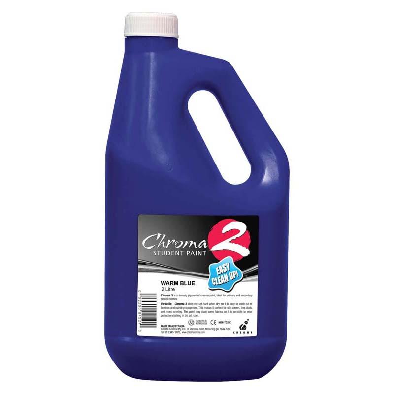 Chroma C2 Paint 2 Litre Warm Blue in a semi-matte finish, perfect for artistic and DIY projects, non-toxic and vibrant.