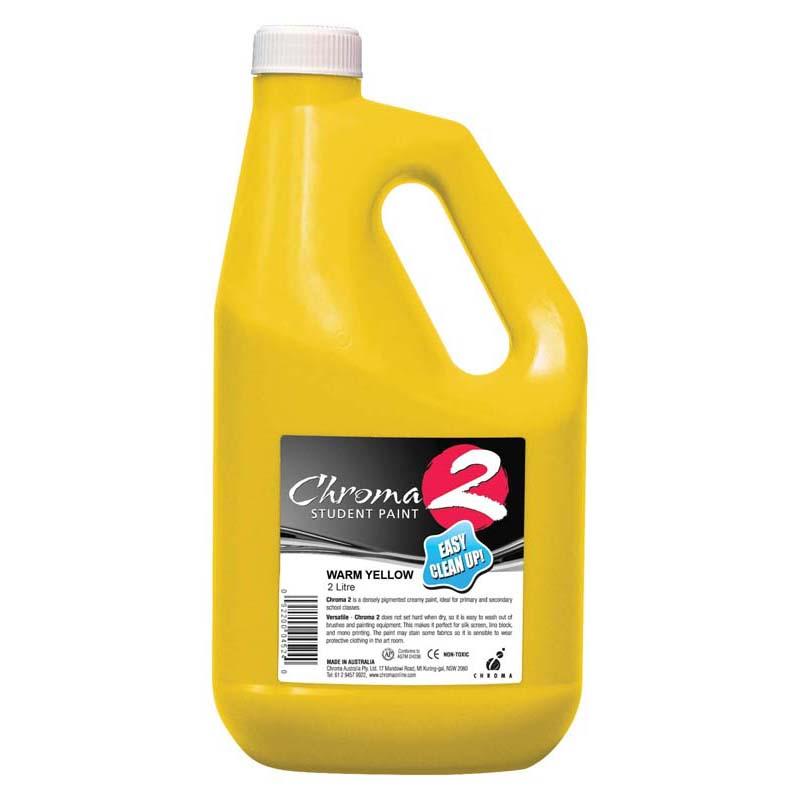 Chroma C2 Paint 2 Litre in Warm Yellow, perfect for vibrant art and DIY projects, non-toxic and easy to clean.