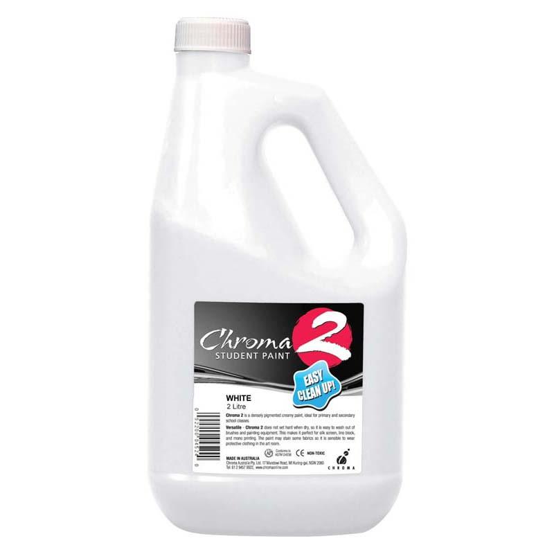 Chroma C2 Paint 2 Litre in White, non-toxic, versatile for art and DIY; ideal for various surfaces with smooth application.