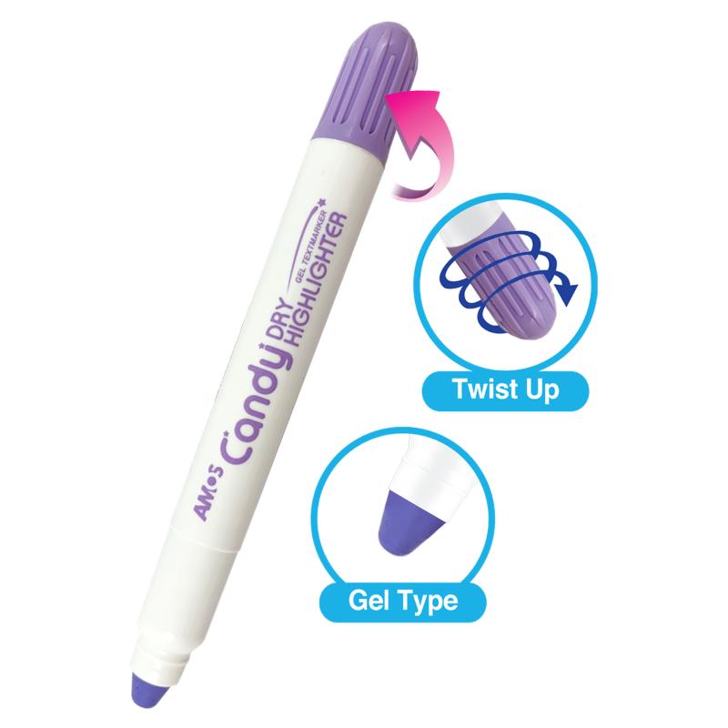 Amos Dry Highlighter in Pastel Lavender Violet offers smooth application, no bleed-through, and a stylish design for highlighting essentials.