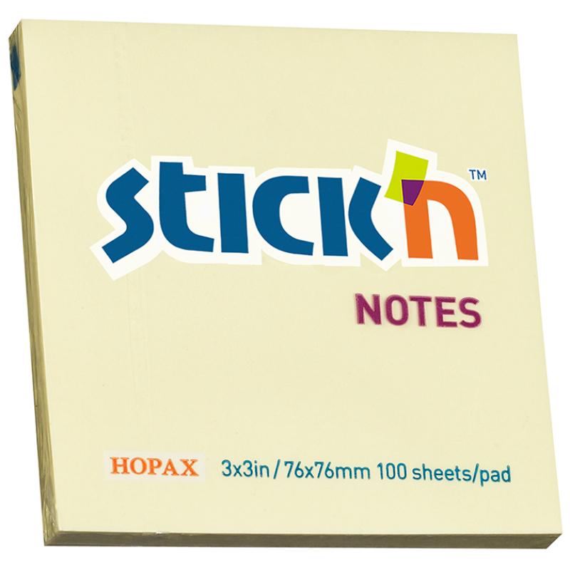 Yellow Sticky Note Pad 76x76mm, 100 repositionable sheets for efficient note-taking and organization.