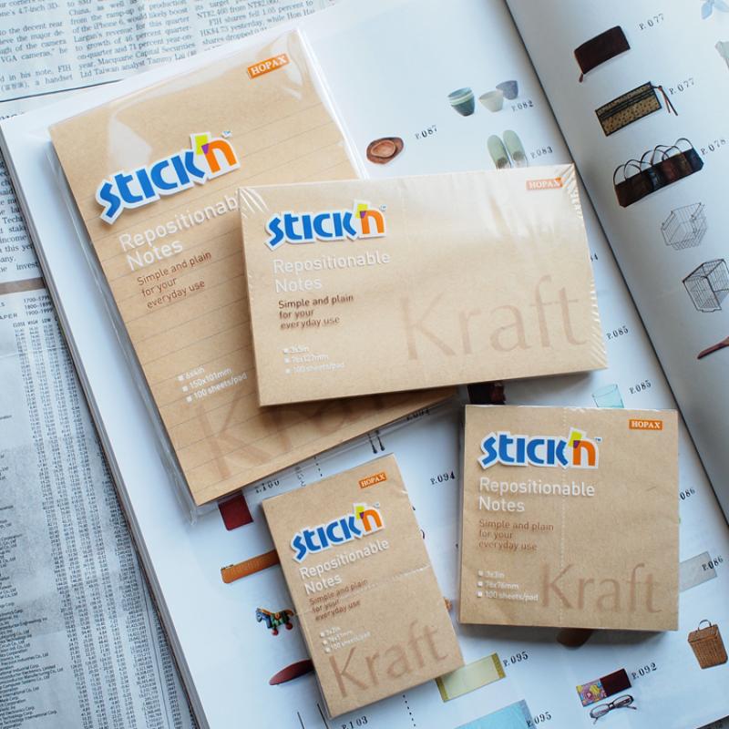 Kraft sticky notes 76x50mm, 100 sheets, perfect for organizing, annotating, and brainstorming ideas.