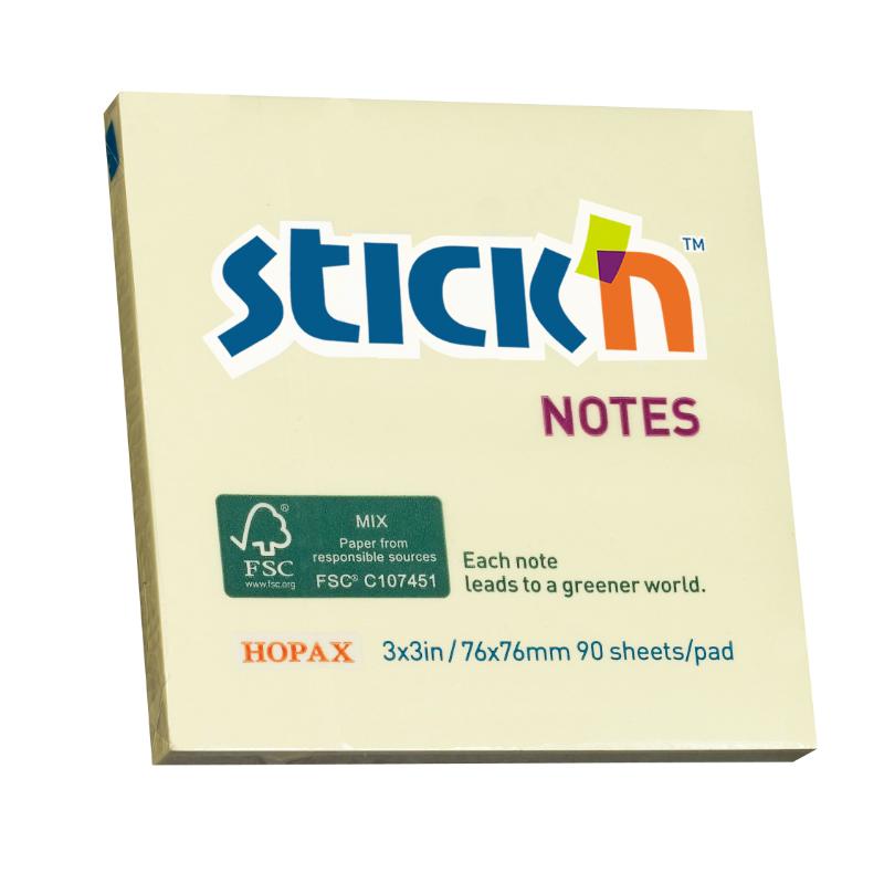 Eco-friendly yellow sticky notes, 76x76mm, 90 sheets for reminders, annotations, and daily organization.
