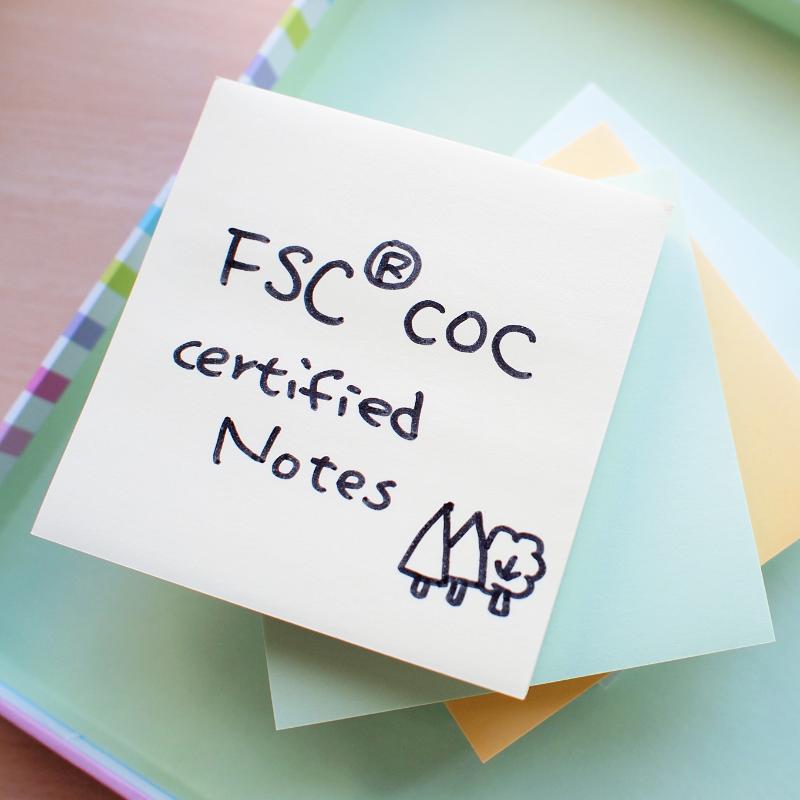 Eco-friendly yellow sticky notes, 76x76mm, 90 sheets, perfect for reminders and annotations.