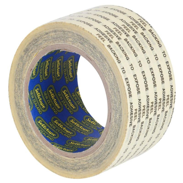 Sellotape 1205 Double Sided Tape, 48mm x 33m, ideal for crafting, mounting, and temporary displays with strong adhesive.