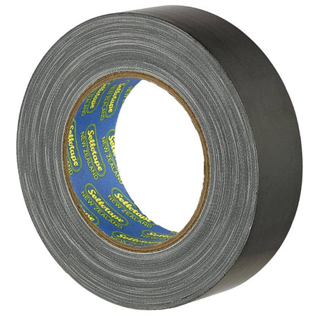 Sellotape 4705 black cloth tape, 36mm x 30m, ideal for strong adhesion in crafting, repairs, and bundling tasks.