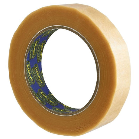 Sellotape 1503 clear vinyl tape, 24mmx100m, perfect for packing, sealing, and crafting with a strong, neat finish.