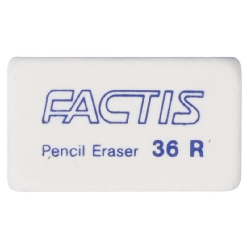 Factis Eraser 36R Soft White: premium synthetic rubber eraser for clean, precise pencil marks removal without residue.