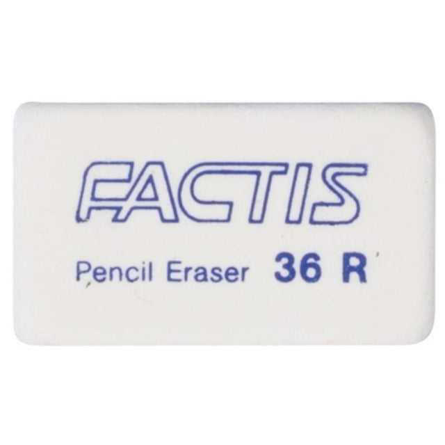 Factis Eraser 36R Soft White: premium synthetic rubber eraser for clean, precise pencil marks removal without residue.