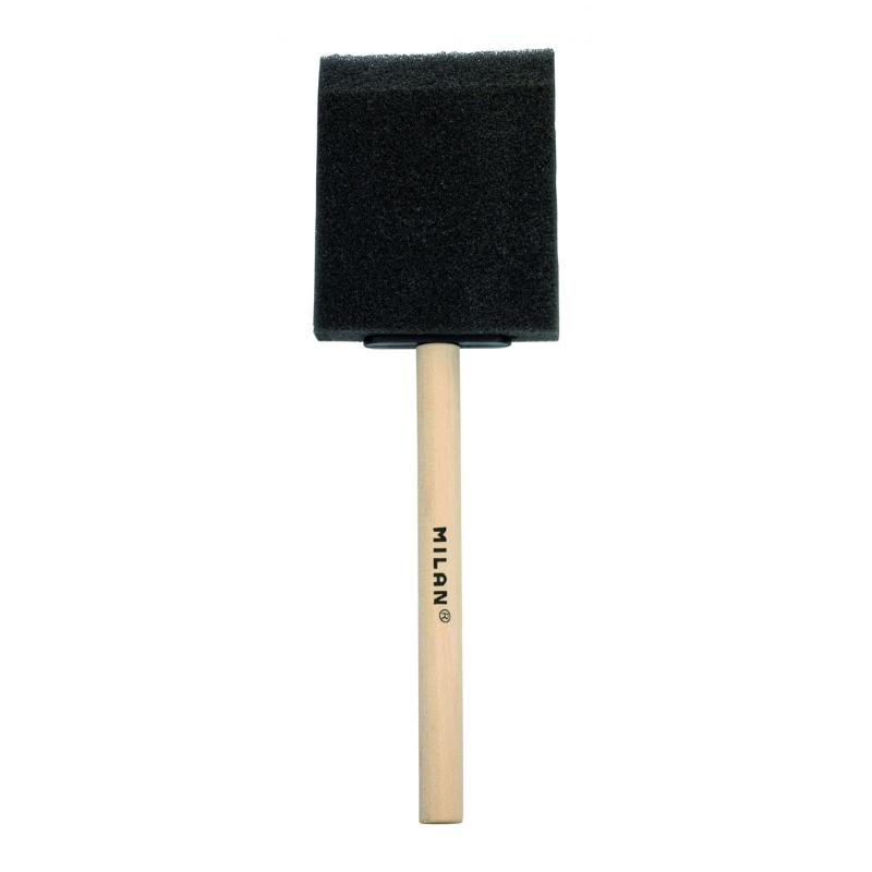 Milan Black Sponge Brush 1321 Series 50mm, ideal for watercolor art with durable sponge and comfortable handle.