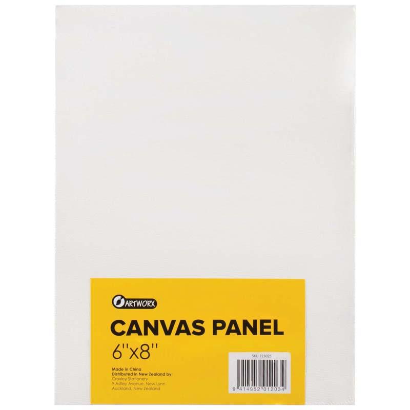 Artworx 6x8 canvas panel, 280g, 100% cotton, ideal for acrylic and oil painting, with durable backing for stability.