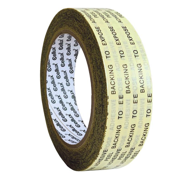 Cellux Double Sided Tape 24mm x 33m, ideal for crafts and home improvement with strong, clean adhesion.