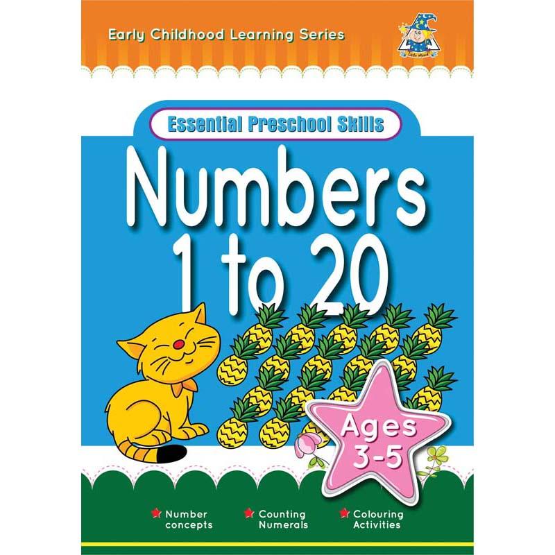 Engaging Greenhill Activity Book for preschoolers, teaching numbers 1-20 with fun exercises and vibrant illustrations.