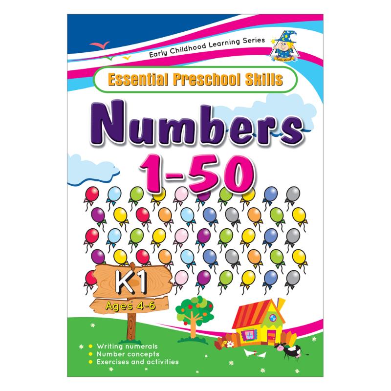Activity book for ages 4-6, featuring engaging exercises for learning numbers 1 to 50 and enhancing early math skills.