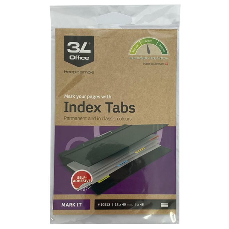 Vibrant 40mm index tabs in 48 pack for efficient labeling and organizing of documents, perfect for home or office use.