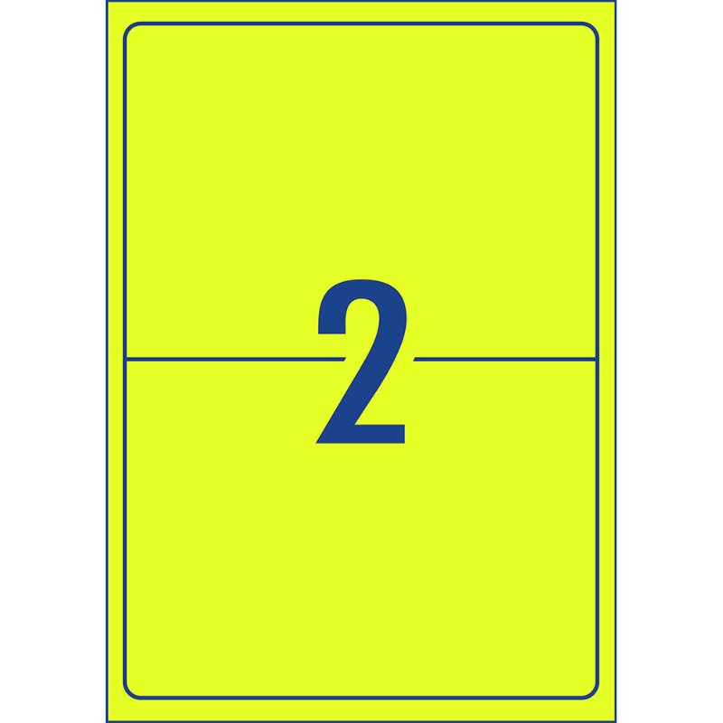 Avery Shipping Label L7168FY Fluoro Yellow 199.6x143.5mm 2up 25 Sheets