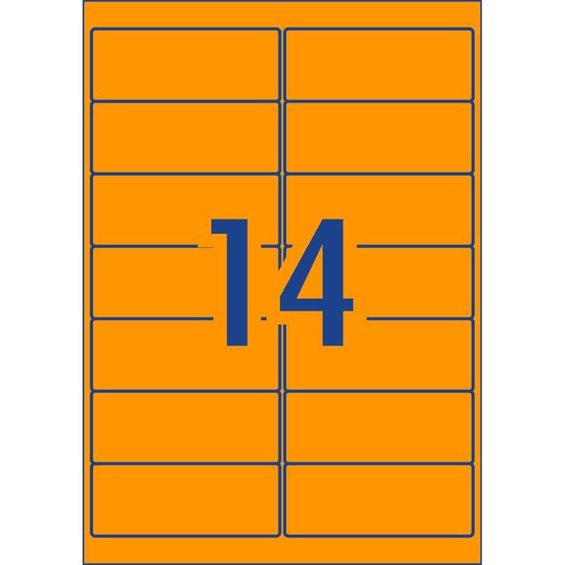 Avery Shipping Label L7163FO Flo Orange Laser 99.1x38.1mm 14up 25 Sheets