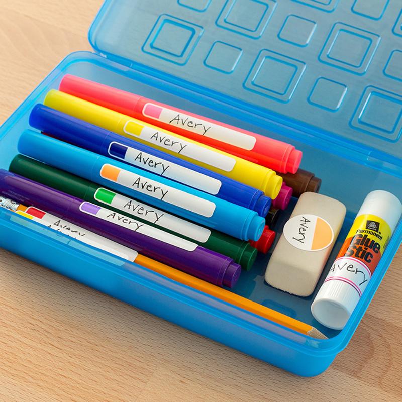 Vibrant self-laminating labels for kids, ideal for personalizing school supplies and gear, durable and fun to use.