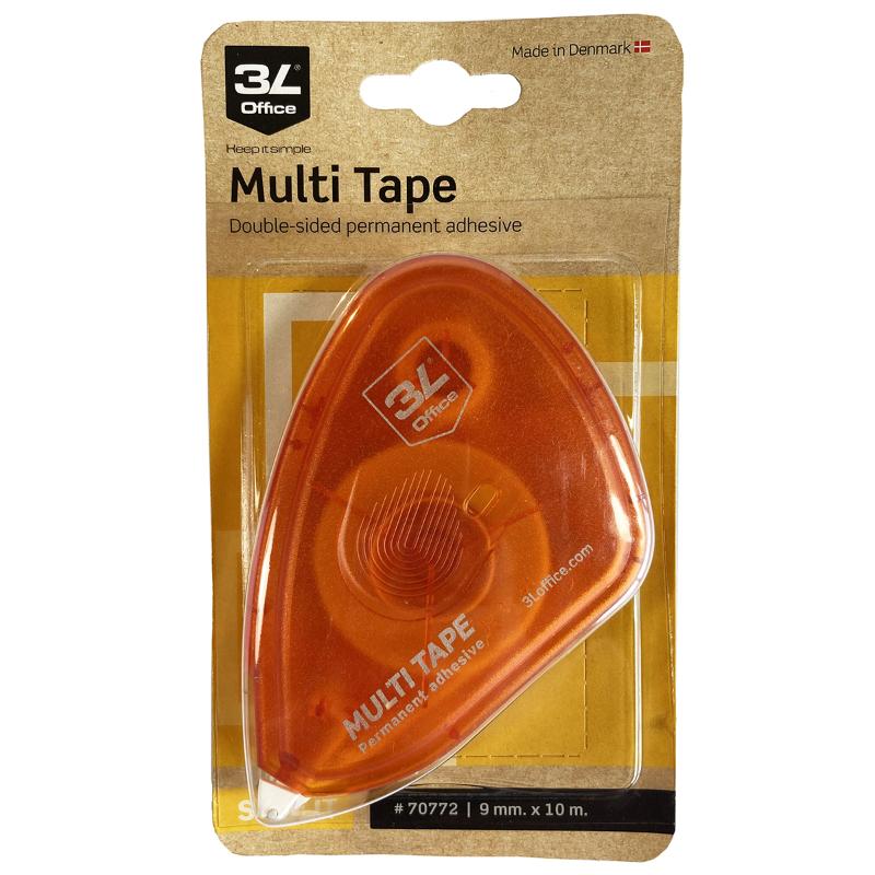 3L Multi-Tape Permanent, a 9mm x 10m double-sided adhesive tape ideal for crafting and organizing projects.