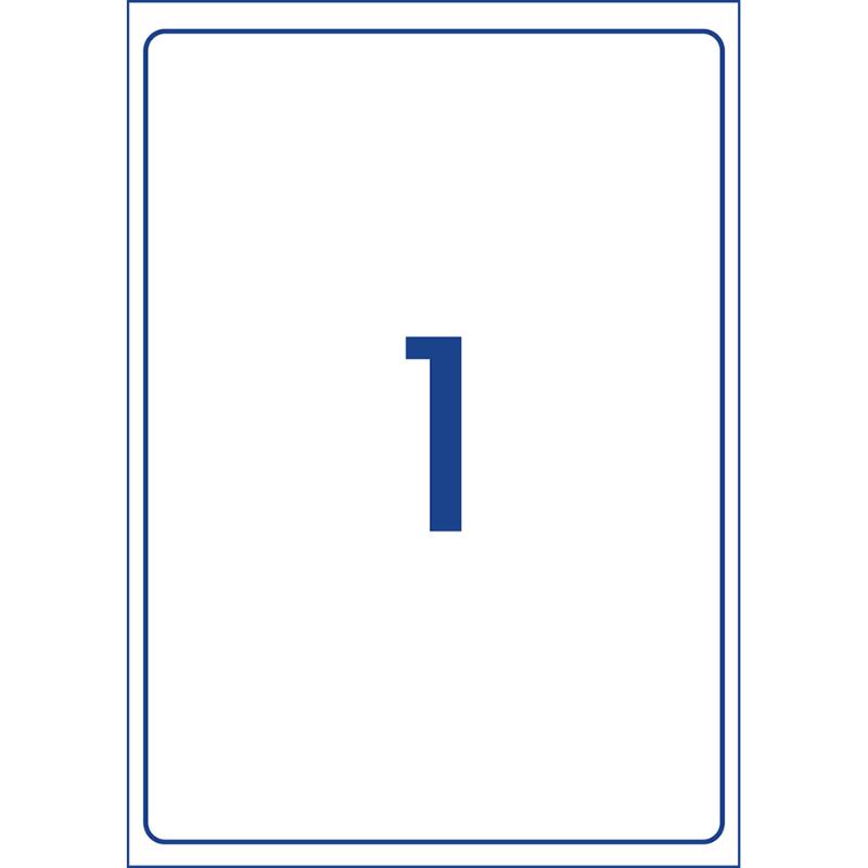 Avery L7167 A4 labels, 199x289mm, 100 sheets, eco-friendly, compatible with laser and inkjet printers.