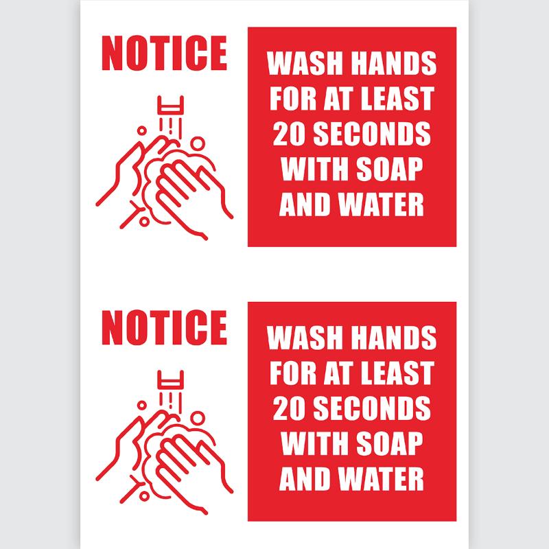 Avery self-adhesive 'Wash Your Hands' sign, red and white, durable polyester, ideal for promoting hygiene in various settings.