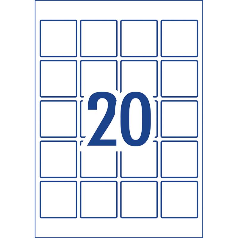 Avery Square Glossy Labels L7124 10 Sheets 20up 45x45mm