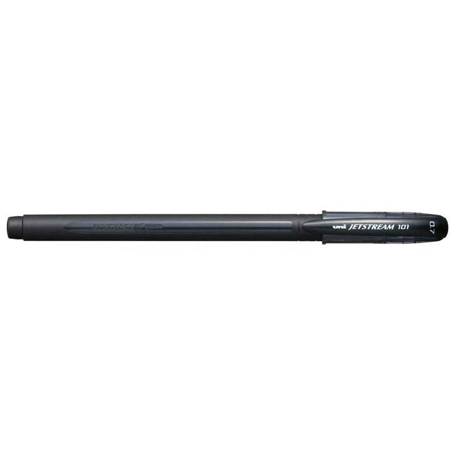 Sleek Uni Jetstream 101 capped rollerball pen with 0.7mm nib for smooth, quick-drying writing, ideal for daily use.