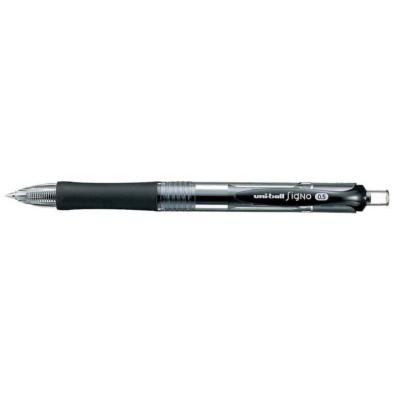 Uni-ball Signo 0.5mm Micro Black pen with ergonomic grip for smooth, precise writing and quick-drying, smudge-resistant ink.