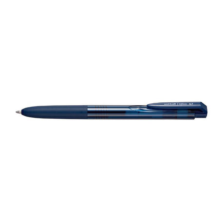 Uni Signo RT1 0.7mm retractable pen with ergonomic grip and vibrant Blue Black gel ink for precise writing.