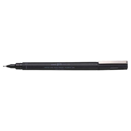 Uni Pin Fineline Permanent 0.5mm Black marker for precise illustrations, calligraphy, and detailed sketches.